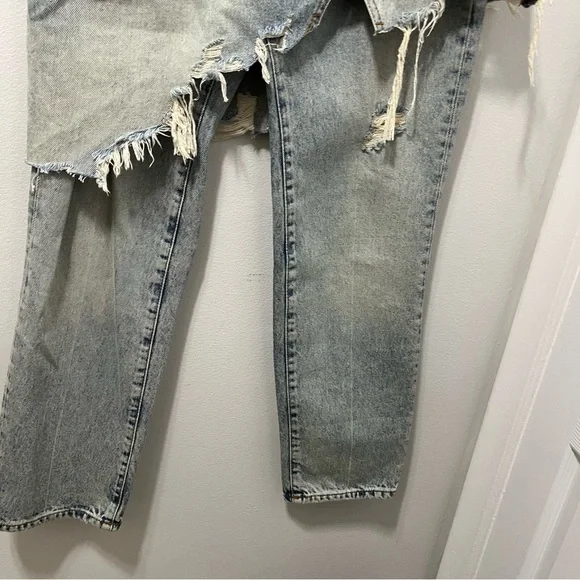 Zara The Layered Denim Skirt Over Jeans Size 2 - Picture 8 of 16